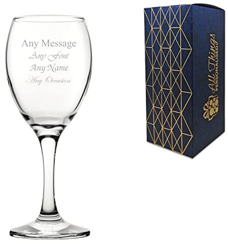 Personalised Engraved 8.7oz/258ml Pure Wine Glass, Any Message for Any Occasion Such as Birthdays, Weddings, Christmas, Easter, Graduation, Engraved in The UK