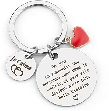 Porte Clé Saint Valentin - Cadeau Couple Amoureux - Idée Cadeau Homme Femme pour Mariage, Anniversaire, Copine, Copain