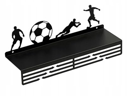 Sellon24® Medaillenhalter, Medaillen - Aufhänger Schwarz, mit Regal für Pokale, aus Metall, Wandmontage, Sportler, Geschenk