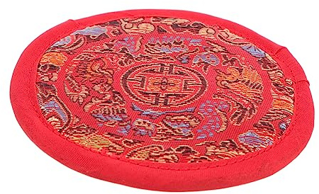 ibasenice Klangschalenmatte 14cm Rot Handgefertigtes Buddhistische Klangschalenpolster aus Robustem Stoff Verschleißfestes Klangschalenpad für Buddha Halle und Meditation