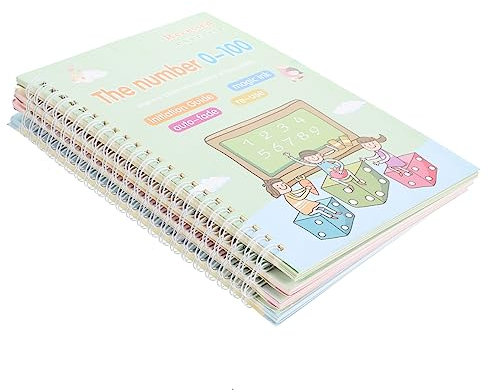 DIKACA 4 Stück Arabische Ziffern 3d-heft Kalligraphie Digitales Heft Für Kinder Wiederverwendbares Handschrift-arbeitsbuch Übungsbuch Zeichnen Übungsheft Student Magisch Zeichenpapier