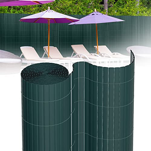 Gimisgu PVC Sichtschutzmatte Sichtschutzzaun, Wetterfest, Balkon Sichtschutz mit Kabelbindern, Verdreifachen Verstärkung Balkonverkleidung Windschutz, 90 x 600cm, Grün