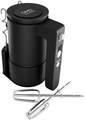 DMD Collective - Electric Hand Mixer, 5 Speeds & Eject Function | Stainless Steel Beaters, Dough Hooks & Storage Stand | 300W with Turbo Function Baking/Cooking, Whisk & Muffins