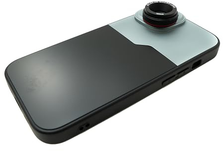 SYSTEM-S Lentille Macro 2,8 x 37 mm Filtre HD avec étui pour iPhone 15 en Noir Gris