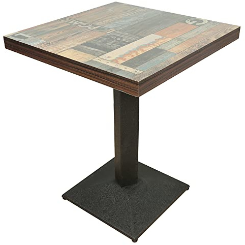 MUL-BOUTIQUE Quadratischer Tisch, Mittelfußtisch, Esstisch, Bartisch im Industriestil, maximale Belastung 120 kg, 60 x 60 cm (Retro-Blumenblume)