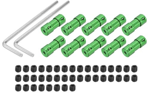 QUARKZMAN Wellenkupplung Verbinder mit Bohrung von 2.3mm-3mm Länge 25mm φ 10mm 10 Pcs Wellenkupplungen M3 Aluminiumlegierung Starre Kupplung für Auto Motorzubehör 3D-Drucker DIY-Roboter Grün