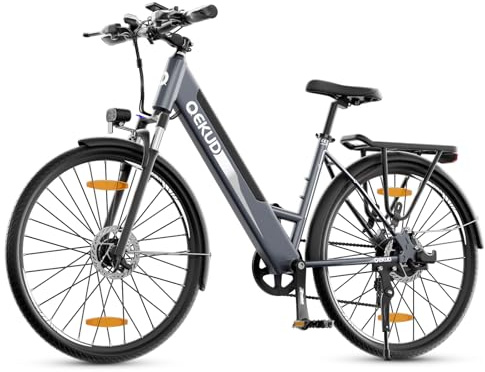 Qekud 26'' Elektrofahrrad, E-Bike Damen/Herren, 26M208 E-Bike Trekkingrad E-Cityrad, 36V 12,5Ah Li-Ion Akku Mountainbike Pendlerfahrrad, LCD-Display, Reichweite bis 100KM, EU-konform, mit APP