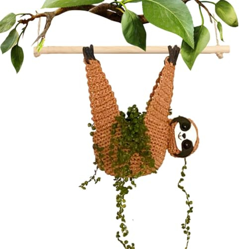 Jlobnyiun Sloth Plant Hanger - Animal Pot Holder, Sloth Hanging Planter | Decorative Sloth Planter Home Decor, Cute Sloth Plant Hanger for Indoor Plants, Macrame Plant Holder for Plant Lovers