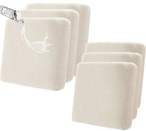 SHANNA Stretch Sofa Sitzkissenbezüge rutschfest Sofabezug: Gartenmöbel Couchkissen Schonbezüge wasserdichte Outdoor Patio Couch Kissen Schonbezug Möbelschutz für Haustiere (6-Sitzer,Beige)