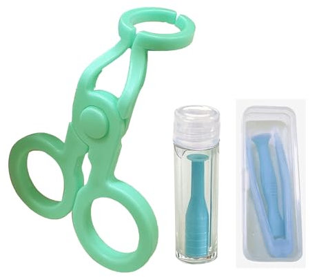 Howinn Colored Contact Lens Wearing Aids, Soft Silicone Contact Lens Remover and Insertion Tool Set Includes Tweezers, Contact Lens Case and Contact Lens Remover Plunger Suction Cup Blue