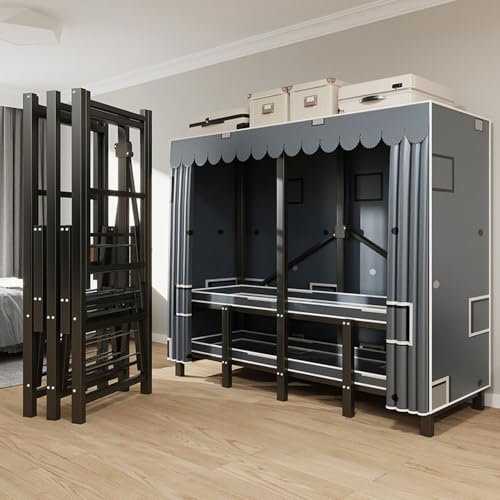 Tragbarer Schrank mit Abdeckung, robuster Kleiderständer, freistehend, Kleideraufbewahrung, Regale, 190 cm Höhe