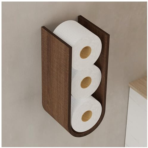 Support mural en bois pour plusieurs rouleaux, étagère de papier toilette de rechange, étagère murale flottante en noyer, étagères de rangement suspendues pour mouchoirs (noyer)