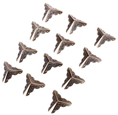 Eckenschutz aus Metall, Eckenschutz for Metallboxen, 12 Stück, dekorative Metall-Schmuckschatulle, Truhe, Weinkisten-Kantenschutz aus Holz, Kantenschutz aus Eisen, mit Nägeln, 30 mm, antik