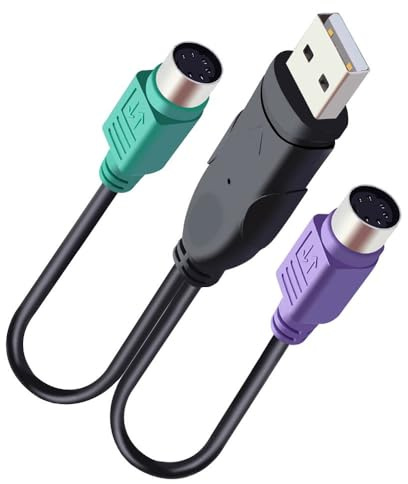 Hanprmeee PS/2 Keyboard Adapter Male to Female, DIN5 5 Pin to MDIN6 6 Pin M/F for PS2 Keyboard for PC Mac Linux Black (1Pack)