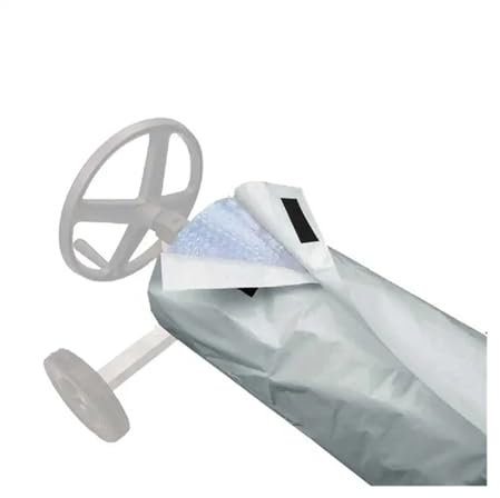 MNEVZX Hot Tub Cover 490x96cm Swimming Pool Solar Blanket Reel Roller Protective Winter Summer Cover Pool Reel Covers Pool Blanket Covers Pool Cover(Grey)
