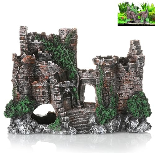 Molyorch Castello Decorazione per Acquario, Decorazione in Resina per Pesci a Forma di Castello, per Acquario Fish Tank