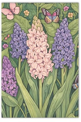 Violette und rosa Hyazinthen-Blumen, Outdoor-Flaggen, doppelseitig, Banner für Veranda, Dekoration, 30,5 x 45,7 cm, doppelseitig