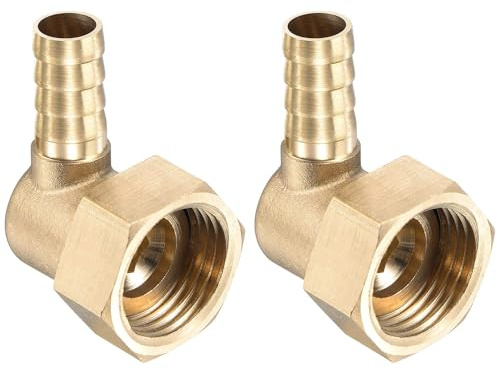 TA-VIGOR 2Pcs Brass Hose Barb Fitting Elbow, 10mm Barbed x G1/2 Female 90 Degree Pipe Connector Adapter for Water Fuel Air