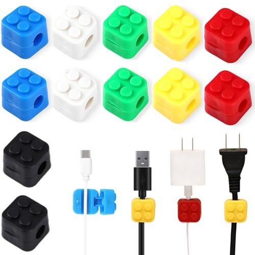 Saijer Organizador Cables Clip, 18 Pcs Organizador de Cables Escritorio Cable Management Cable Organizer con Adhesivo Autoadhesivo para Escritorios mesillas de noche (6.8mm)