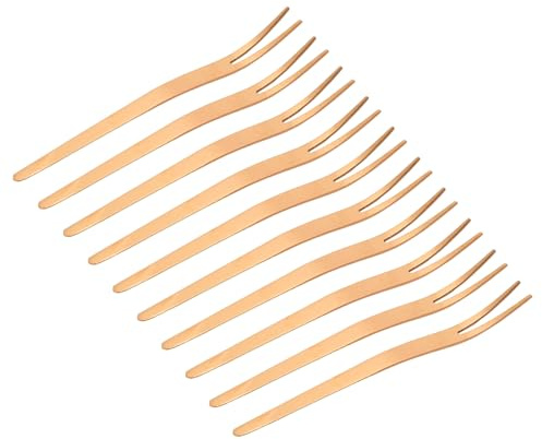 10 Pack Stainless Steel Fruit Forks,Snack Forks,Dessert Forks,Elegant Party Tableware,Reusable, Suitable for Fruits,Cakes,Cheese,Parties,Picnics,Office Snacks (Rose gold)