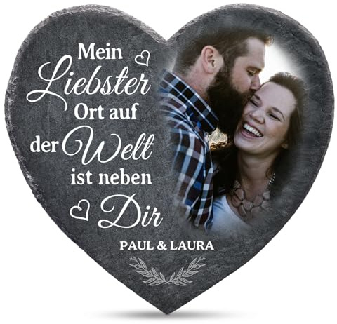 Love Faith personalisiertes Schieferherz - Neben Dir - & Namen | Hochwertiges Schieferherz - Lade ein Foto hoch & ergänze Namen & Spruch - Liebevolles Trauergeschenk & Erinnerungsstück