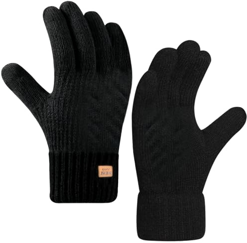 Gants d'hiver pour femme,Gant en tricot doux et chauds,Chaud Laine Gants,Avec doublure épaisse et coupe-vent pour écran tactile,antidérapants,pour Ski Vélo Conduite Sport Outdoor