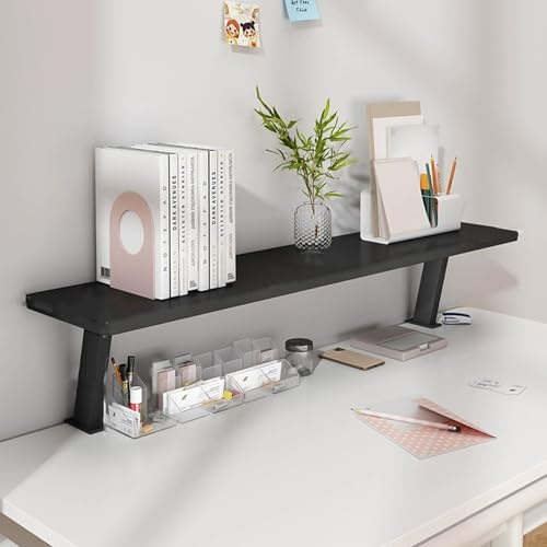 Black Desk Shelf - 40cm Mini Office Bookshelf Compact Desktop Storage Space-Saving Etagere for Home & Office Stylish Desk Rack for Books & Supplies