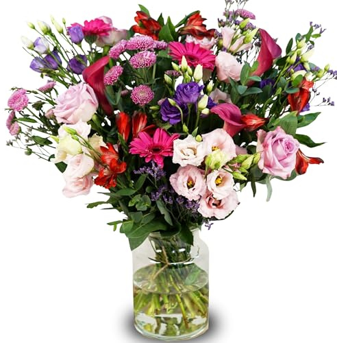 Fleur De Luxe Lady Penelope Bouquet - Luxury Purple & Cerise Flowers With Lilac Roses, Calla Lilies, Eucalyptus Gift