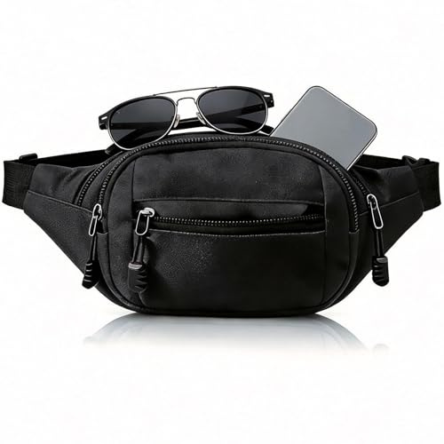 XRXYMQ Bauchtasche Herren Damen Schwarz Gürteltasche Verstellbarer Gurt | Wasserdichte Hüfttasche mit verstellbarem Gurt, ideal für Hundetraining, Fahrradfahren, Camping, Reisen und Sport