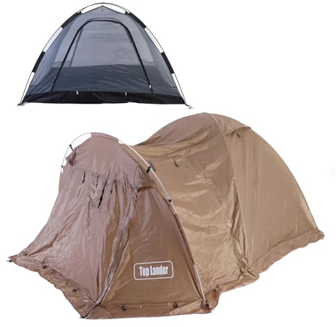 POENVFPO Tienda Tipo Cúpula Resistente Al Fuego, Resistente Al Agua, para 2 Personas con Faldón para Nieve para Acampar y Hacer Senderismo, Pasillo Extendido y Entradas Dobles