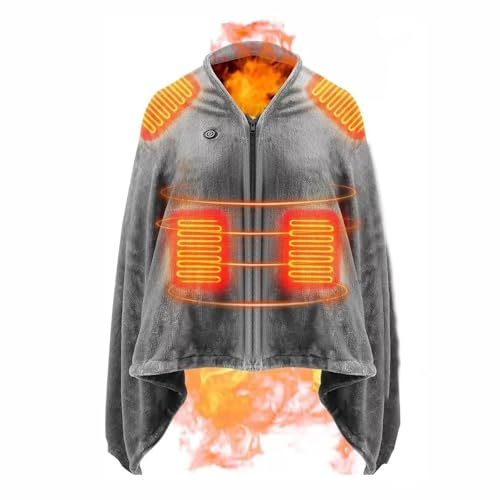 Electric Heated Throw Blanket, USB 3 Adjustable Heat Levels Luxury Snugsie Heated Wearable Blanket for Women Men (Grey)