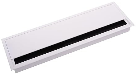 cyclingcolors Pasacables metálico de aluminio blanco rectangular de 320 x 100 x 29 mm para muebles de oficina y mesas