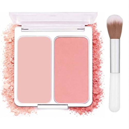Dual Tone Matte Blush Makeup Palette For Cheeks - Natural Pink & Coral Powder Blusher Compact With High Pigmentation, Long Lasting Wear, Smooth Velvet Finish & Portable Slim Design