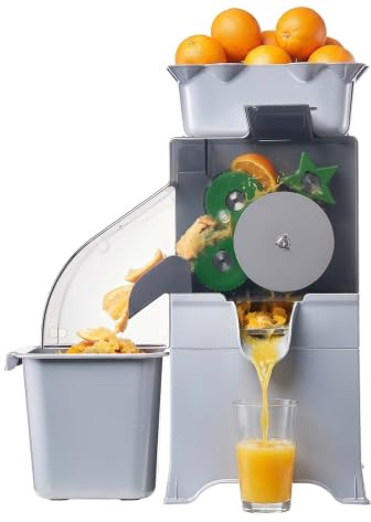 VEVOR Macchina Spremiagrumi Semiautomatico 100 W per Arancia, Spremiagrumi Elettrico Estrattore a Lenta Masticazione per Limoni Agrumi Melograni, Secchio Raccolta Bucce Coperchio in Policarbonato