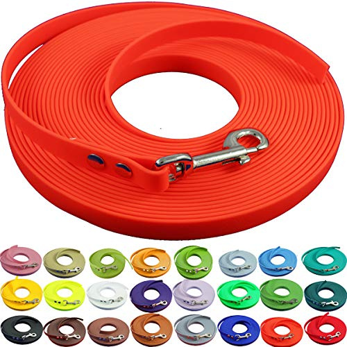 bio-leine Schleppleine 12mm aus Biothane - 20,0 m in Orange I Hundeleine ohne Handschlaufe für kleine und große Hunde - Wasserabweisende Leine