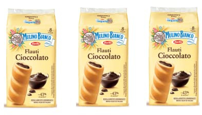 3 x Mulino Bianco Flauti Pan di Spagna Snack con cioccolato (8 x 35 g)