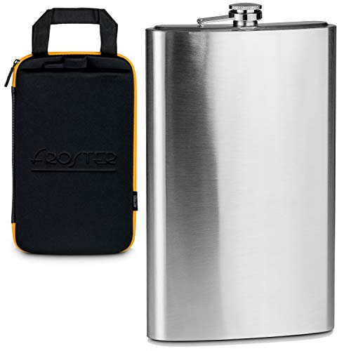 Froster Riesiger Flachmann Deluxe in Extreme Case, Großer Flachmann aus Edelstahl XXL, Geschenk für Männer