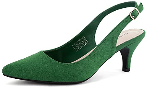 Greatonu Pointed Toe Sandals Slingback Kitten Heels Pointed Toe Pumps Ladies Shoes Heels Dressy Work Date Wedding Party