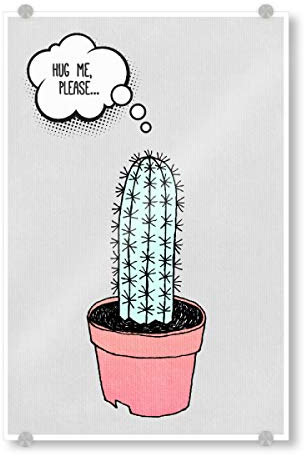 artboxONE Acrylglasbild 30x20 cm Typografie Little Kaktus Bild hinter Acrylglas - Bild Kaktus blumentopf Comic