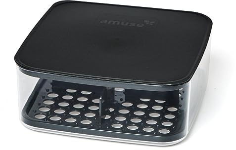 Amuse Plus, boite à fromages Professionnel avec plateau, grande taille, couleur Argile Noir, en matière TRITAN (Incassable)