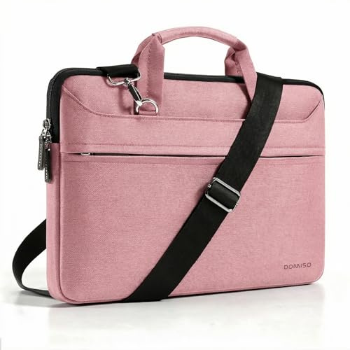 DOMISO 17 tums laptopväska fodral bärbar datorväska vattentät portfölj bärväska axelväska för 17,3 tum Dell/MSI GS73VR Stealth Pro/IdeaPad/HP Envy/LG Gram/ASUS ROG, rosa