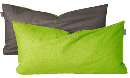 Schiesser Kissenhüllenset Doubleface - Renforcé - 2-teilig - 40 x 80 cm - Grün-Dunkelgrau