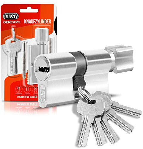 GERCAR - Cilindro de perfil para cerradura de puerta, 40/40, cilindro de pomo, incluye 5 llaves, individual, longitud: 80 mm, A: 40, B: 40, 1 unidad