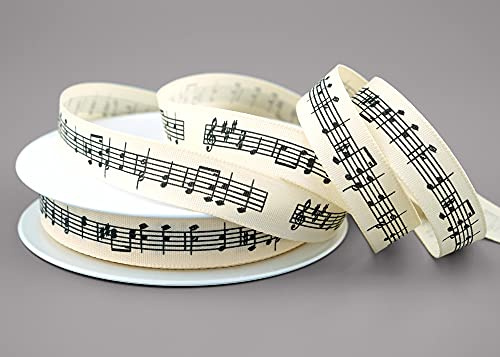 20 m x 15 mm Dekoband Musik Noten Creme Schleifeband Geschenkband Musiker Music Notenzeile Deko Band zum dekorieren nähen verpacken
