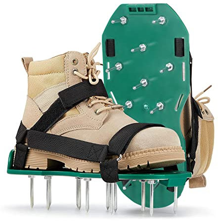 Newthinking Lawn Aerator Shoes, Heavy Duty Spiked Aerating Sandals, Garden Grass Aerator Spiked Sandals with Hook & Loop Straps, All-New Unique Design Easy installation