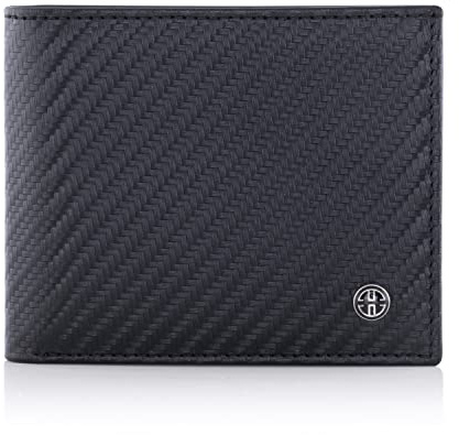 TRUSADOR Treviso Herren-Geldbörse, Leder, mit Münzfach, RFID-blockierend, Carbon, 3.55 x 4.35 x 0.8 inches, Classic