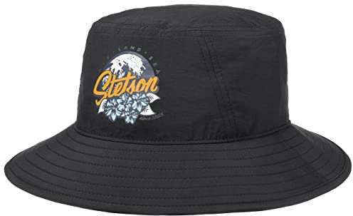 Stetson Fast Dry Sonnenhut Einfarbiger Hut mit Patch Fischerhut Damen UV-Schutz 40+ Packable Frühjahr Sommer schwarz XL (60-61 cm)