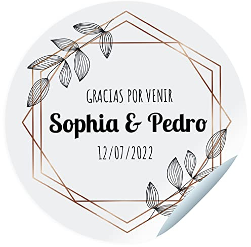24 étiquettes adhésives pour les fêtes. Autocollants personnalisés avec nom, date et dédicace pour les cadeaux de vos invités. Taille 45 mm de diamètre. (Modèle 6)