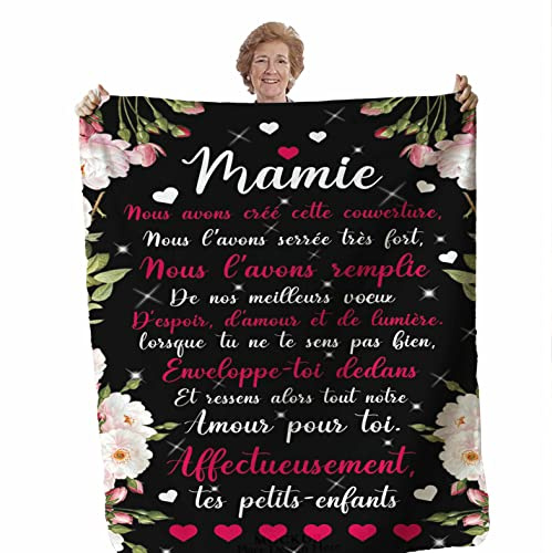 Manta personalizada suave polar para regalar a su abuela. Idea de regalo inusual útil para cumpleaños, Navidad, día de las abuelas. Manta para cama decorativa de la casa (130 x 150 cm)