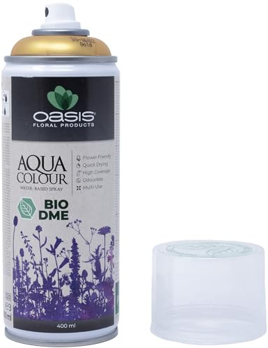 Flowerbox OASIS Sprayfarbe Aqua Colour Spray Metallic gold 400 ml Sprühlack seidenmatt matt für Außen und Innen